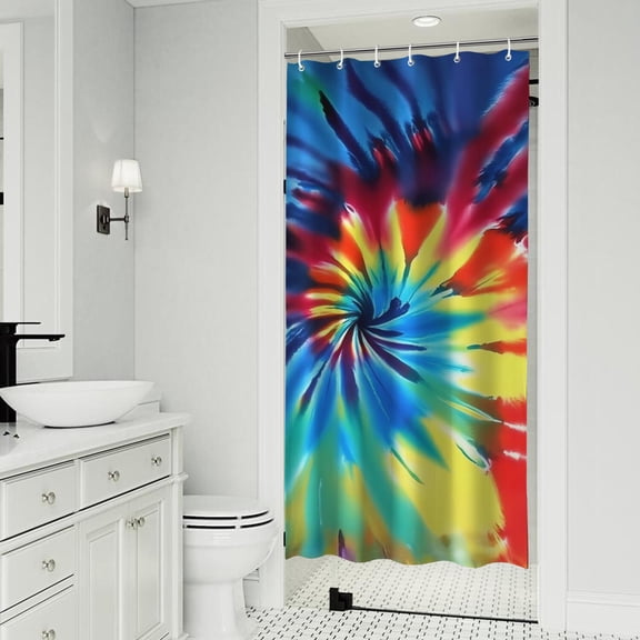 Colorful Rainbow Tie Dye Spiral Pattern Shower Curtain 36"x72" ,Bathroom Decorative Shower Curtains Set with 12 Hooks,Modern Waterproof Washable Shower Curtain