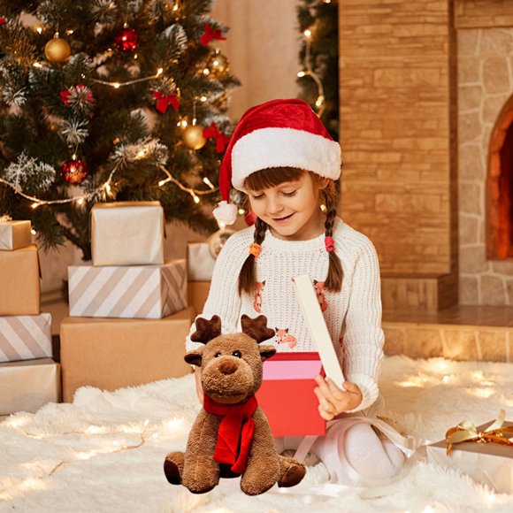 Aodebiao Plush Christmas Elk Snowman Stuffed Animal Toy with Scarf Soft Festive Holiday Decor Gift for