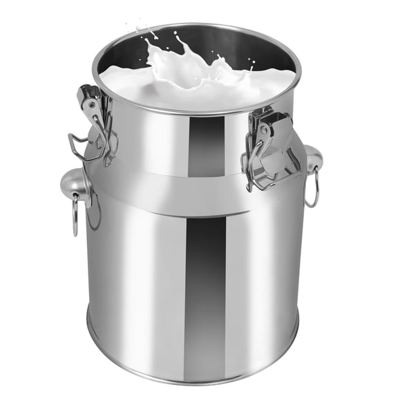 5L/1.3gal Milk Can 201 Stainless Steel, Sealed Lid Food Storage Container for Liquid & Dry Goods, Wine Pail Bucket Metal Tote Jug for Kitchen, Farm