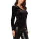 thumbnail image 4 of BLUSA METÁLICA BRILLANTE CON ESTRELLAS DE VISCOSA DE MANGA LARGA Y ESCOTE EN V PARA MUJERES CHIC EN COLOR MARRÓN, 4 of 6