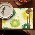 thumbnail image 4 of Green Yellow Dandelion Pattern Summer Placemats Table Placemats Set Of 6-Linen Kitchen Washable Placemats Table Mats 11.8"x17.7" Non-Slip Heat Resistant, 4 of 5