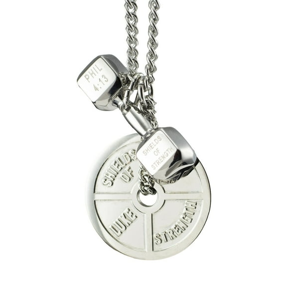 Men's Stainless Steel Combo-Phil 4:13 Dumbbell/Luke 1:37 Weight Plate ®2013, ©2013, "PAT:NO.D710,241