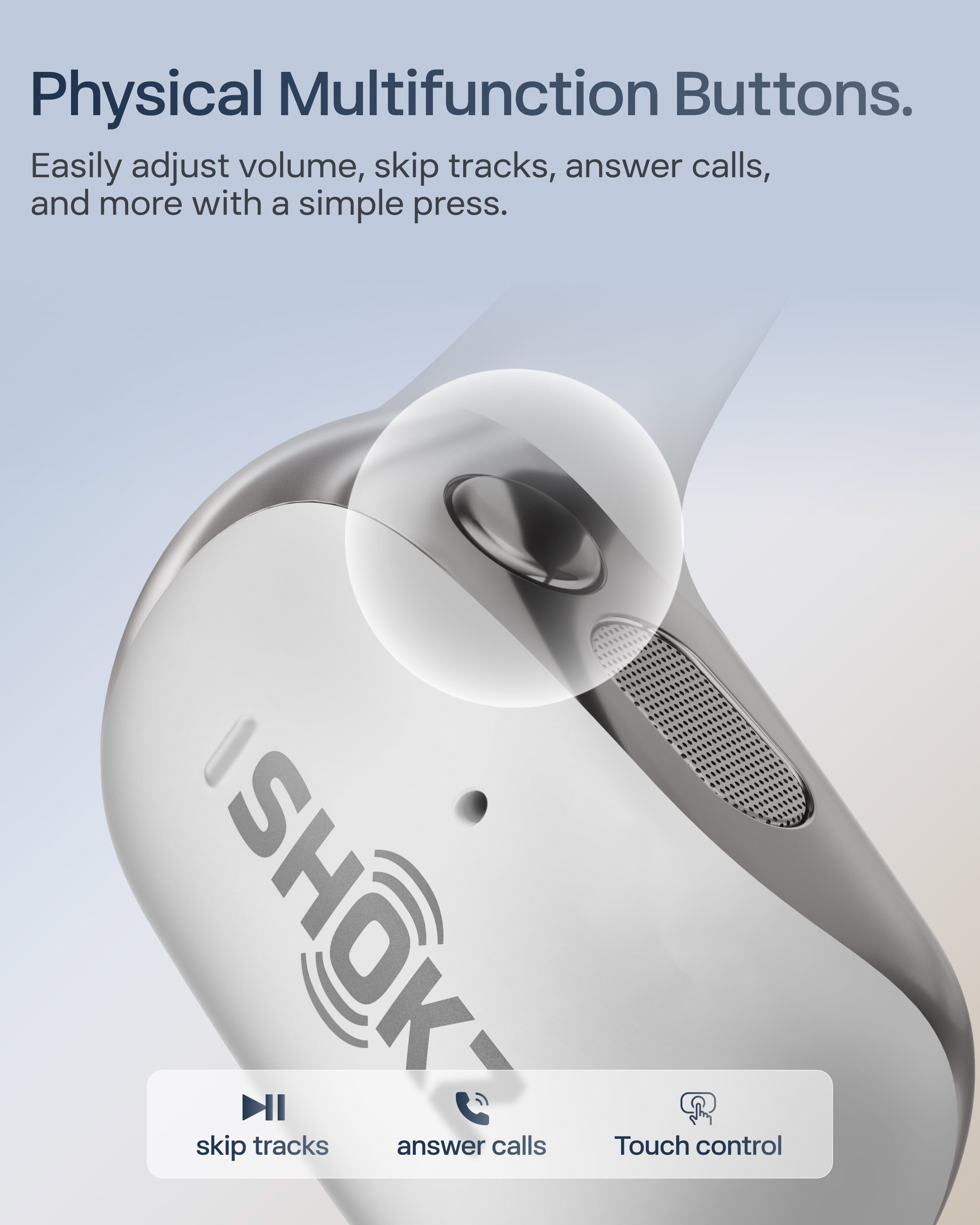 SHOKZ New OpenFit 2+ Open-Ear Headphones, Dolby Audio Enabled, Comfortable Earbuds with Soft Ear Hooks, 48H Playtime, IP55 Water-Resistant, USB-C Fast Charging, Wireless Charging, Gray