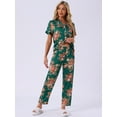thumbnail image 2 of DARING DIVA Women's Silk Short Sleeves Floral Satin Pajama Sets S Green Orange, 2 of 7