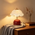 thumbnail image 2 of ICQOVD Indoor Handcrafted Eggshell Table Lamp Vintage Style Warm Light Bedside Lamp for Bedroom Living Room office Decoration, 2 of 6