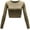 Deep Khaki, variant on Women's Basic Round Neck Long Sleeve Crop Top