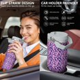 thumbnail image 5 of Leopard Print 30oz Handheld Travel Tumbler with Handle – Double Wall Stainless Steel Insulated Cup, Flip Straw Lid, Leak-Proof & BPA-Free for Hot and Cold Drinks – Durable Coffee & Juice Mug White, 5 of 6