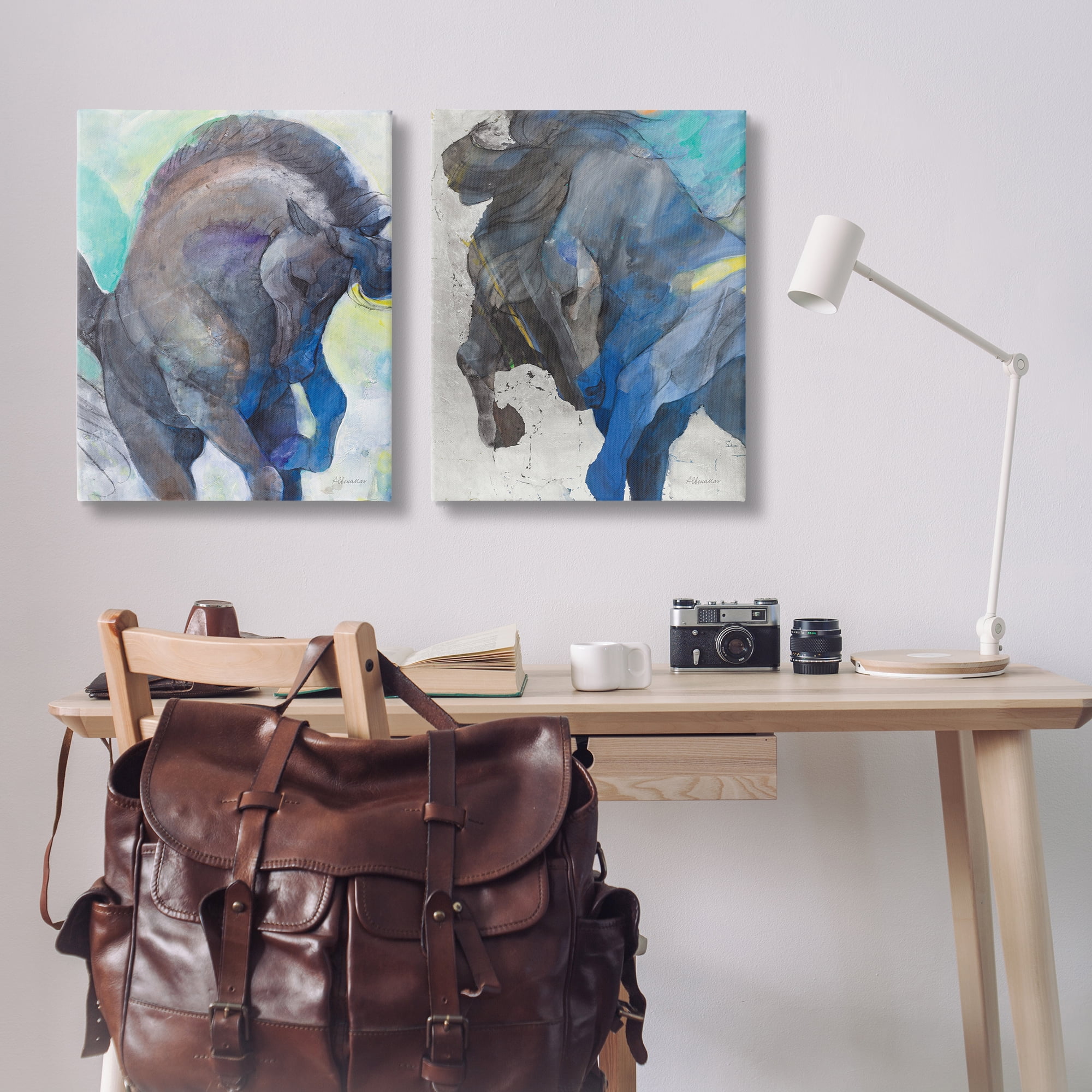 Stupell Industries Bucking Horse Joyful Play Animals Painting Wrapped Canvas Art Print Wall Art, 24 x 30, Set of 2