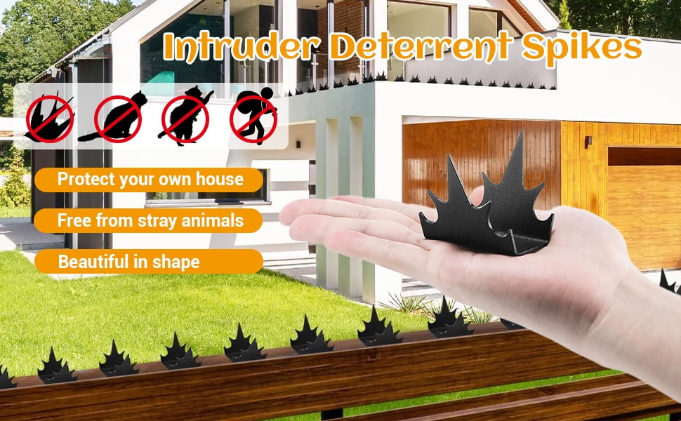 24Pcs Fence Spikes Cat Spikes Bird Spikes For Outside To Keep Birds Away Racoon Repellent Outdoor Bird Repellent Devices Outdoor Metal Fence Anti Climb Wall Spikes with Screws Intruder Thief Security