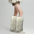 thumbnail image 4 of ievspot 1 Pair Winter Calf Covers Fuzzy Faux Fur JK Style Elastic Thickened Daily Wear Sports Outing Leg Warmers, 4 of 8