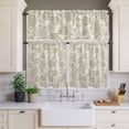 thumbnail image 4 of 3 Piece Kitchen Curtains and Valances Set Green Flowers Cafe Curtains 24 Inch Length Vintage Country Ethnic Tribal Artwork Valance & Tier Curtain for Living Room Bedroom Window 54"x18"+27"x24"*2, 4 of 6