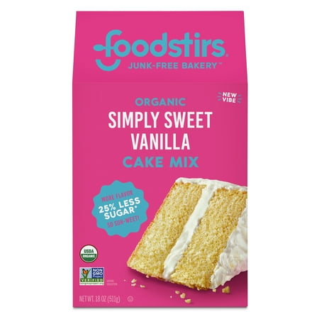 Foodstirs Junk-Free Bakery, Organic Simply Sweet Vanilla Cake Mix, 25% Less Sugar, Dairy Free 18 oz