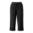 thumbnail image 3 of Capri Pants for Women 2025 Linen Casual Drawstring Elastic Waist Cargo Capris with Large Pocket Womens Cropped Pants, 3 of 7