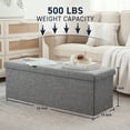 thumbnail image 2 of Ornavo Home Foldable Tufted Linen Large Storage Ottoman Bench Foot Rest Stool/Seat - 15" x 43" x 15", 2 of 6