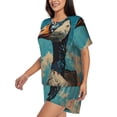 thumbnail image 2 of Kdxio Blue Watercolor Duck Print Pajamas Sets for Women Short-Sleeved Pjs with Lounge Shorts Two Piece Sleepwear S-4XL, 2 of 5