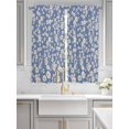 thumbnail image 2 of Watercolor Floral Bathroom Window Curtain, Spring Flower Leaves Botanical Blue Light Filtering Coffee Kitchen Curtains, Bedroom Living Room Curtains 2 Panel 84"x63", 2 of 6
