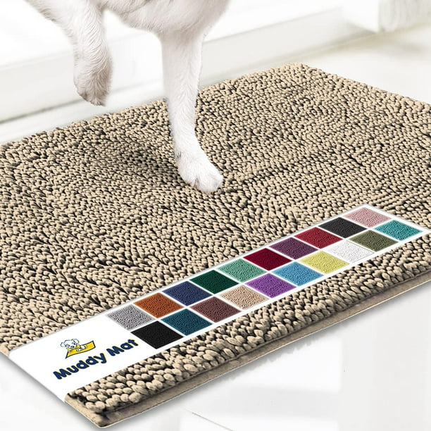 Muddy Mat® AS-SEEN-ON-TV Tapete para puerta y alfombra para mascotas de microfibra altamente absorbente, área lavable gruesa antideslizante y tapete de baño de chenilla suave para cocina, baño, dormit
