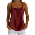 thumbnail image 3 of Craaazy Casual Tank Tops for Women Spaghetti Strap Solid Color Waffle Knit Blouses with Button Detail for Summer Daily Work, 3 of 9
