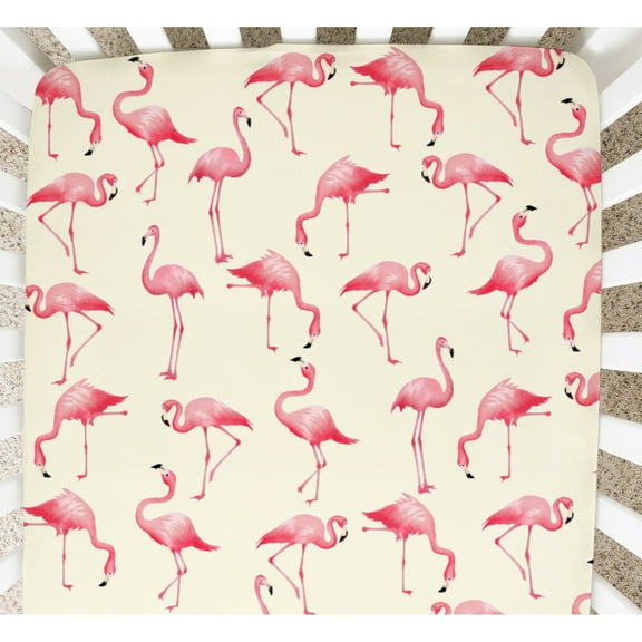 Watercolor Pink Flamingo Changing Pad Covers Summer Flamingo Diaper Changing Table Sheets for Boy Girl Tropical Bird Soft Stretchy Baby Change Table Mats 32''x16''