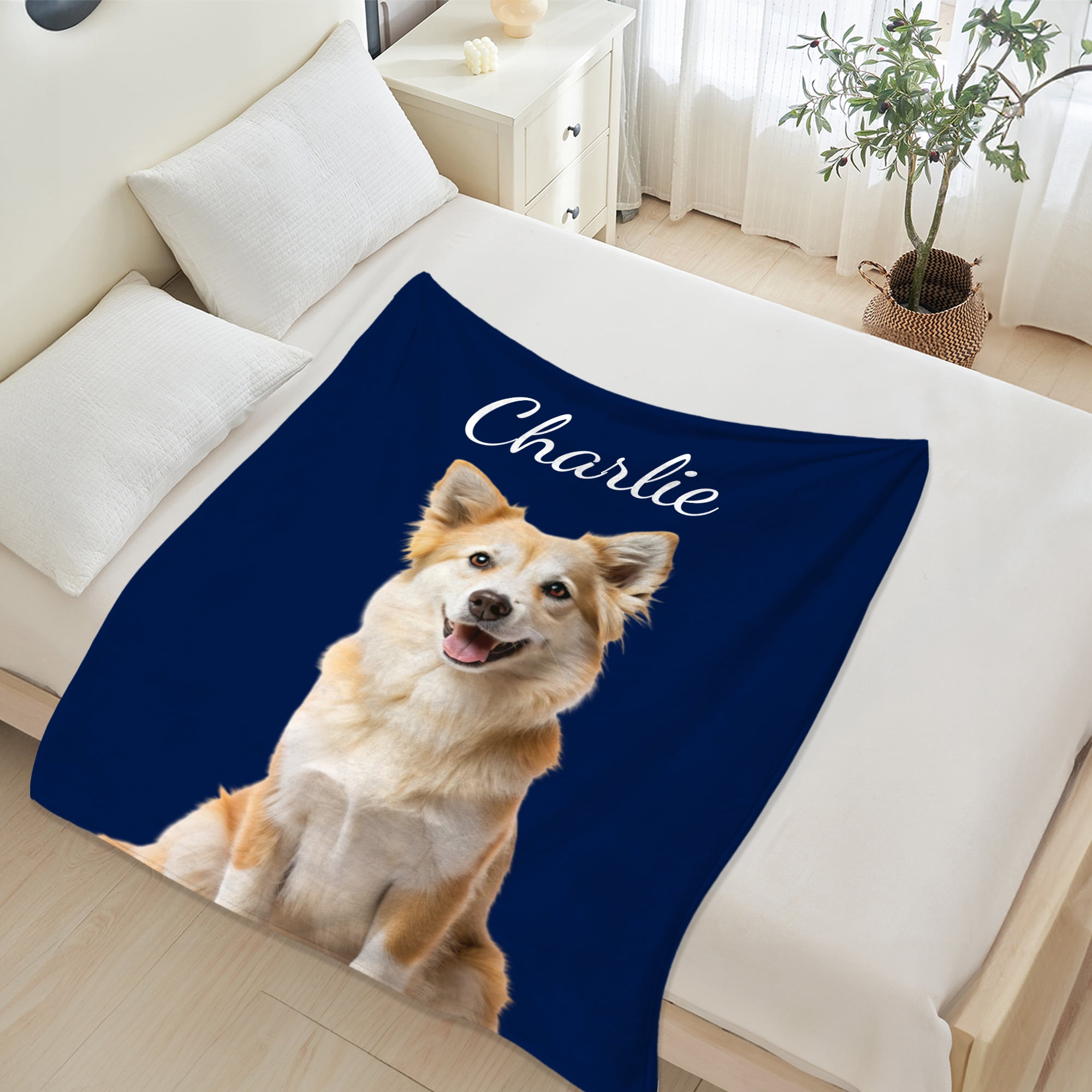 Custom Pet Blanket With Photo and Name, Dog Blanket, Personalized Dog Photo Blanket, Custom Dog Pet Gift, 40"x50"