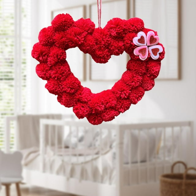 Corona en forma de corazón, corona para el Día de San Valentín, decoración colgante, corona para puerta delantera, guirnalda Artificial para boda y