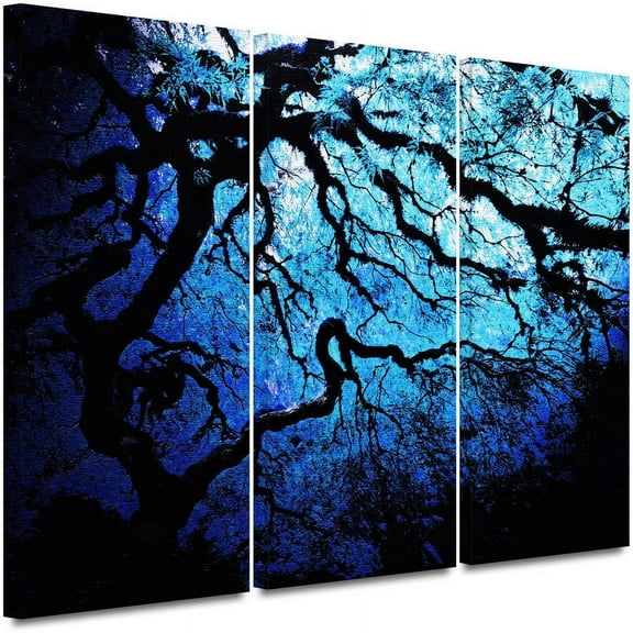 John Black "Ice Blue Eve: Japanese Tree" Gallery-Wrapped Canvas (3-Piece Set)
