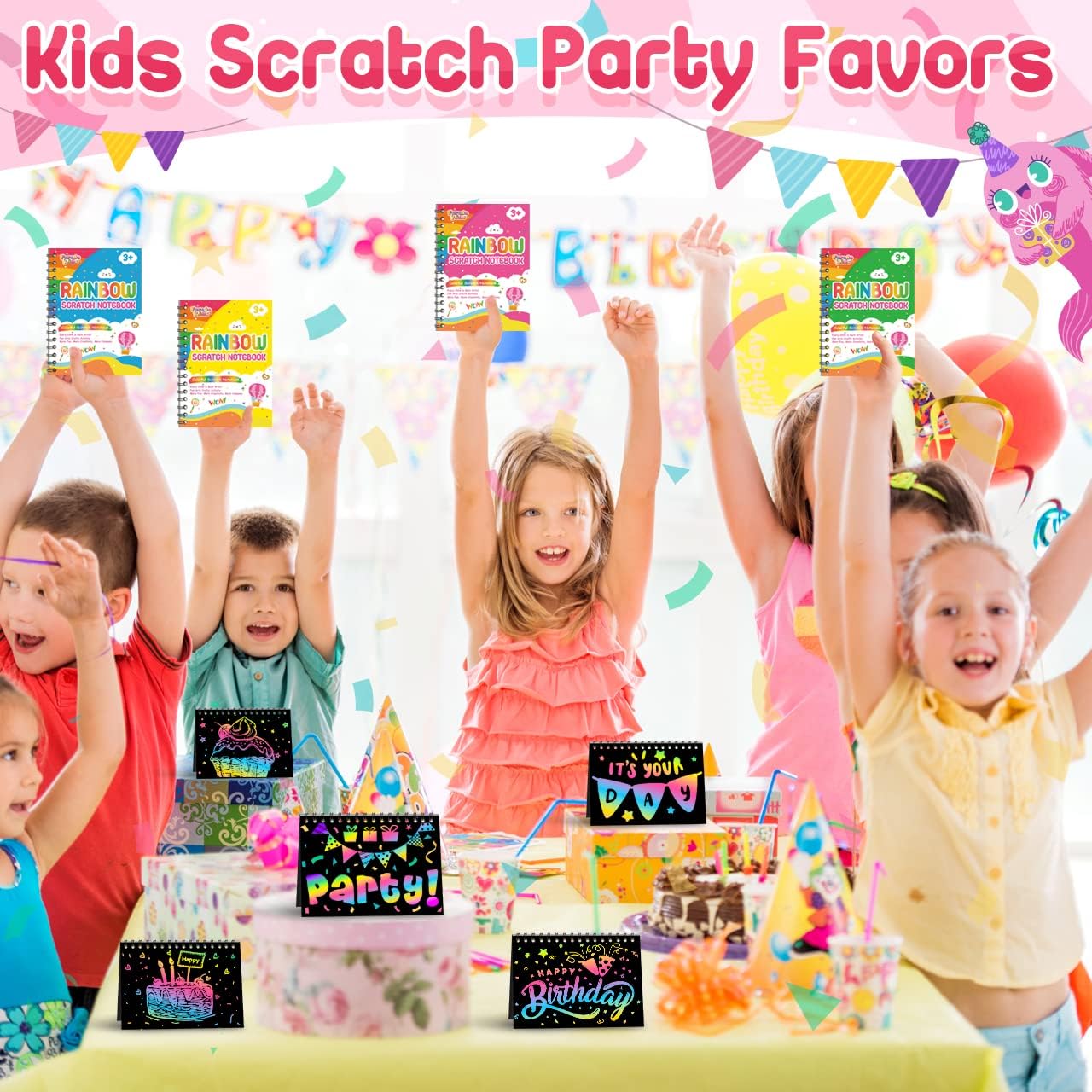 Party Favors Birthday Gifts for Kids: 48 Pack Scratch Art Notebook Party Favors for Kids Goodie Bags Stuffers for 3-8 Year Old Girls Boys Art Craft Kit for Classroom Halloween Birthday Christmas Gifts