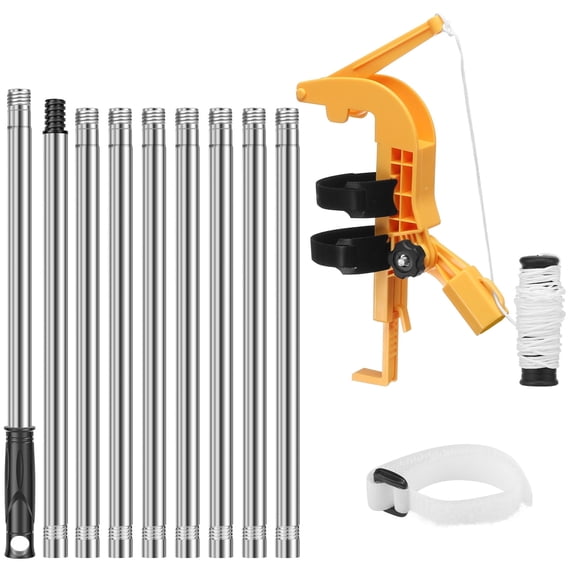 Spray Can Extension Pole Adaptor Plastic Sprayer Bracket Adaptor with 12 Feet Stainless Steel Extension Pole for Household Cleaning Outdoor Gardening