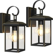 2-Pack Outdoor Wall Light Fixtures, Exterior Lighting Fixtures Wall Mount, Waterproof Porch Lights Outdoor Wall Sconces Lanterns, Modern Outside Lights for House Front Door Garage, Black
