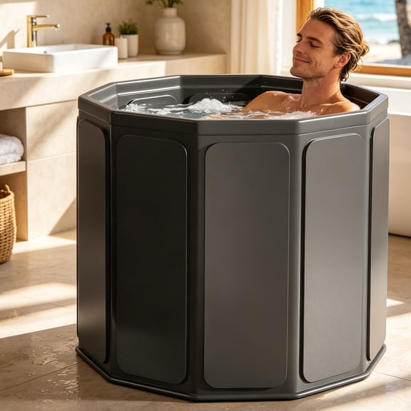 Folding Bathtub Portable Bath Tub for Adult Kids Thickened Spa Soaking Tub
