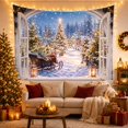 thumbnail image 3 of Wooden Sleigh Beside a Lantern on a Snowy Forest Path, Cozy Digital Art for Nature Lovers, Winter Cabin Decor, Christmas Gift, Tapestry Wall Hanging for Bedroom and Den, 3 of 7