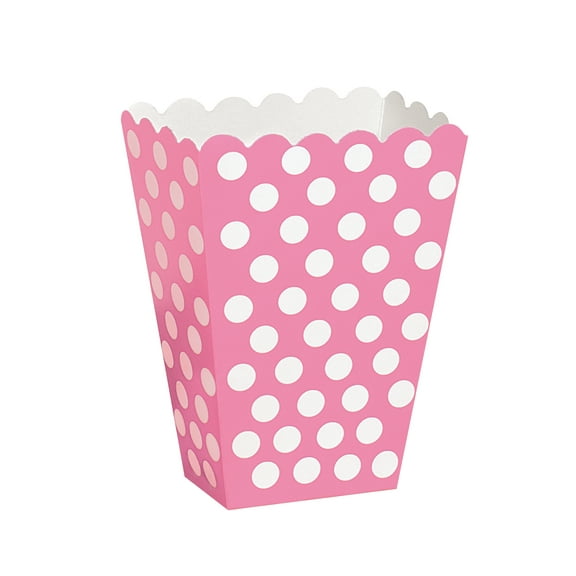 Hot Pink Polka Dot Treat Favor Boxes, 5 x 3.5in, 8ct