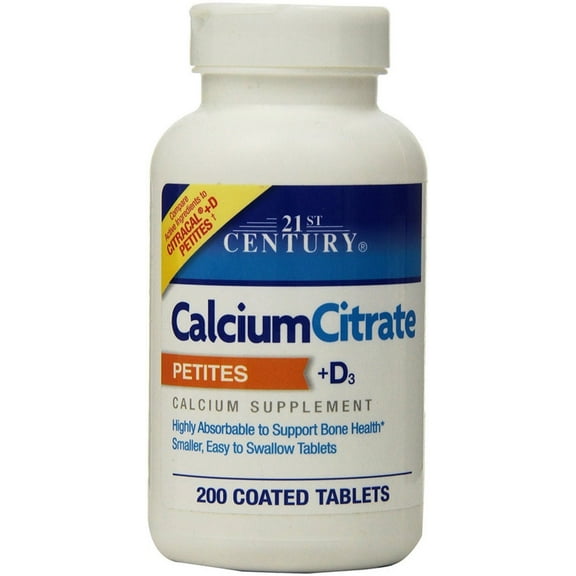 21st Century Calcium Citrate   D3 Petites Coated Tablets 200 Each - (Pack of 3)