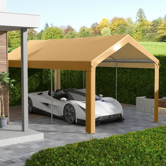 Outsunny 10 x 20ft Carport Canopy Replacement, UV Resistant, Beige