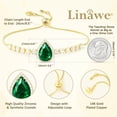 thumbnail image 3 of Linawe Emerald Green Bracelet for Women, 14K Gold Plated Chain Charm Bracelet Crystal Diamond Rhinestone Birthstone Moissanite Cubic Zirconia Bracelet Set, Prom Costume Wedding Jewelry, 3 of 7