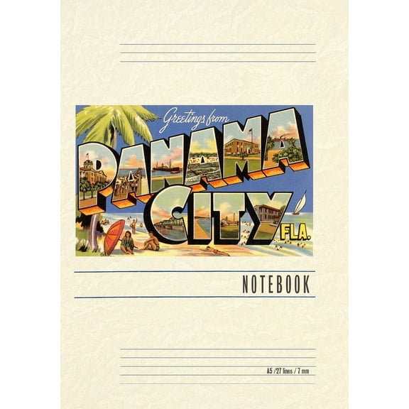 Vintage Lined Notebook Greetings from Panama City, Florida (Paperback)