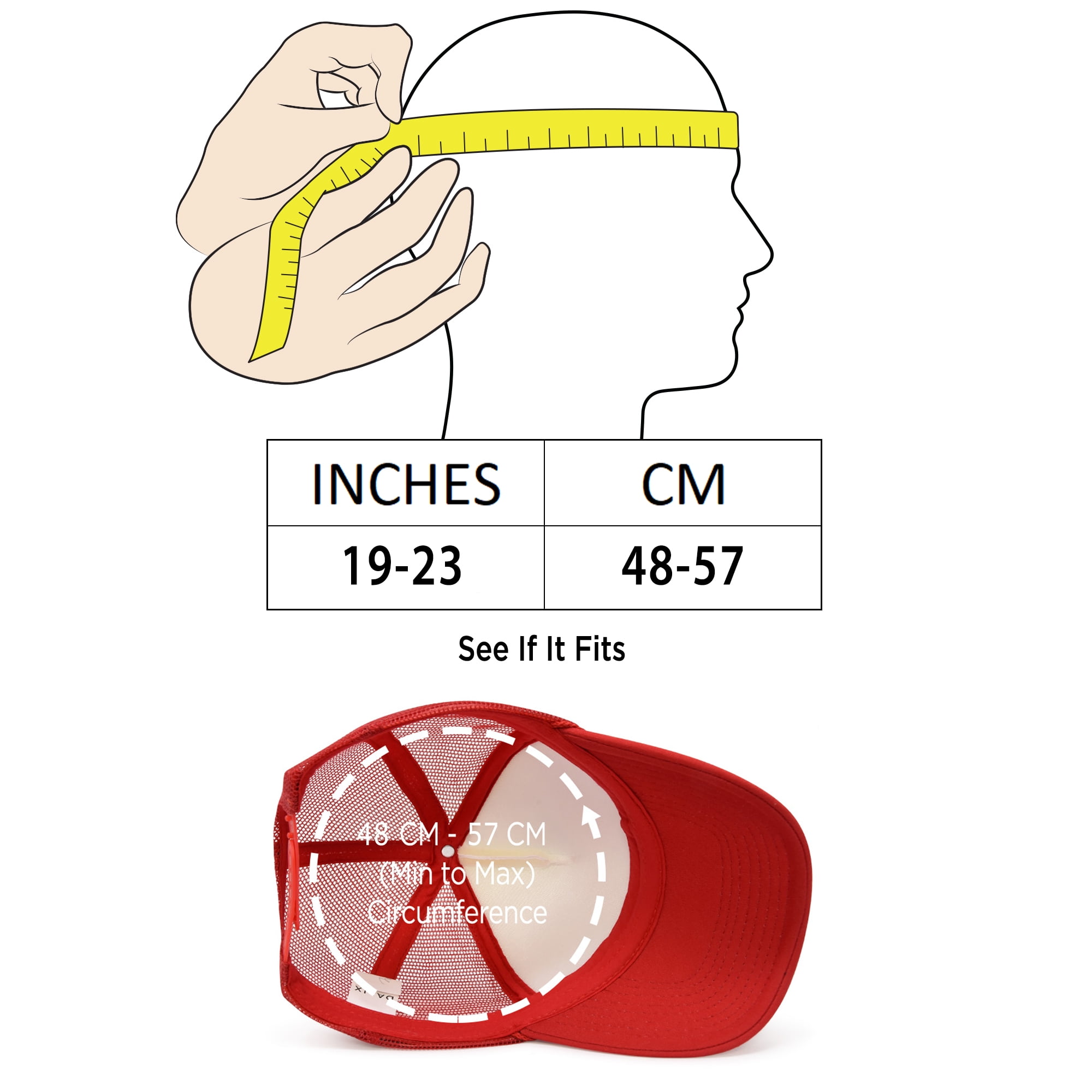 DALIX Youth Mesh Trucker Cap Adjustable Hat in Red White Walmart
