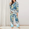 thumbnail image 3 of Kll World Travel Print Women'S Long Sleeve Pajamas With Pants Sleepwear Loungewear 2 Set-Xx-Large, 3 of 9