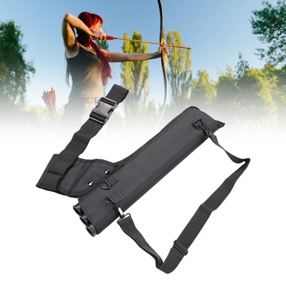 Archery Quiver Holder, 3 Tube Quiver 600D Thick Oxford Cloth Adjustable Belt Waist Hanged for Compound Recurve Bow Practice Camouflage,Black