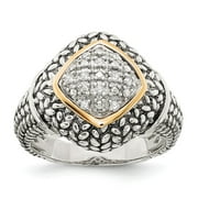 925 Sterling Silver With Real 14kt True Two-tone 1/10ct. Diamond Ring Size: 6; for Adults and Teens; for Women and Men
