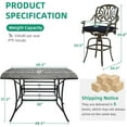 thumbnail image 2 of VIVIJASON 9-Piece Outdoor Patio Swivel Bar Set, All Weather Cast Aluminum High Top Patio Bar Furniture with 8 Cushioned Swivel Bar Stools, Large 64" Square Patio Bar Height Table, 2 of 7