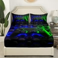 thumbnail image 3 of Erosebridal Gamepad King Sheet Sets, Gradient Neon Geometric Bed Sheets King, Blue Green Bedding King Size, Super Cozy Room Decoration, 4-Piece, 3 of 7