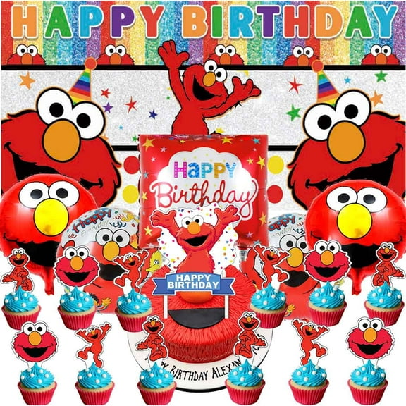 Elmo Party Supplies Balloons Set Party Supplies Sesame StreetBanner Backdrop Decoration Birthday Decor Kit