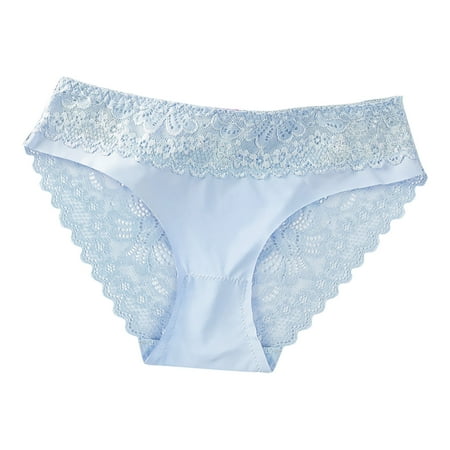 RYRJJ Womens Underwear Cotton Bikini Panties High Cut Sheer Lace Panty Stretch Soft Underpants Ladies Briefs(Blue S)
