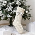 thumbnail image 5 of Farmhouse Knitted Christmas Stocking 18 Inch, Rustic Cable Knit Personalized Stocking, Boho Style Fireplace Hanging Decor for Xmas Family Holiday-1pcs,White, 5 of 7