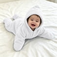thumbnail image 4 of UACY Infant Boys Girls Star Shaped Hooded Jumpsuit Plush Wrap Romper, Soft Zip Up Outfit for Newborn Baby Lounging Baby Shower Gift (White, 9-12 Months), 4 of 5