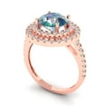 thumbnail image 2 of 2.6 ctw with Simulated Diamond Halo Accents Anniversary Ring for Women | Round Cut Blue Moissanite | Hyperallergenic Solid 14K Rose Gold, 2 of 5