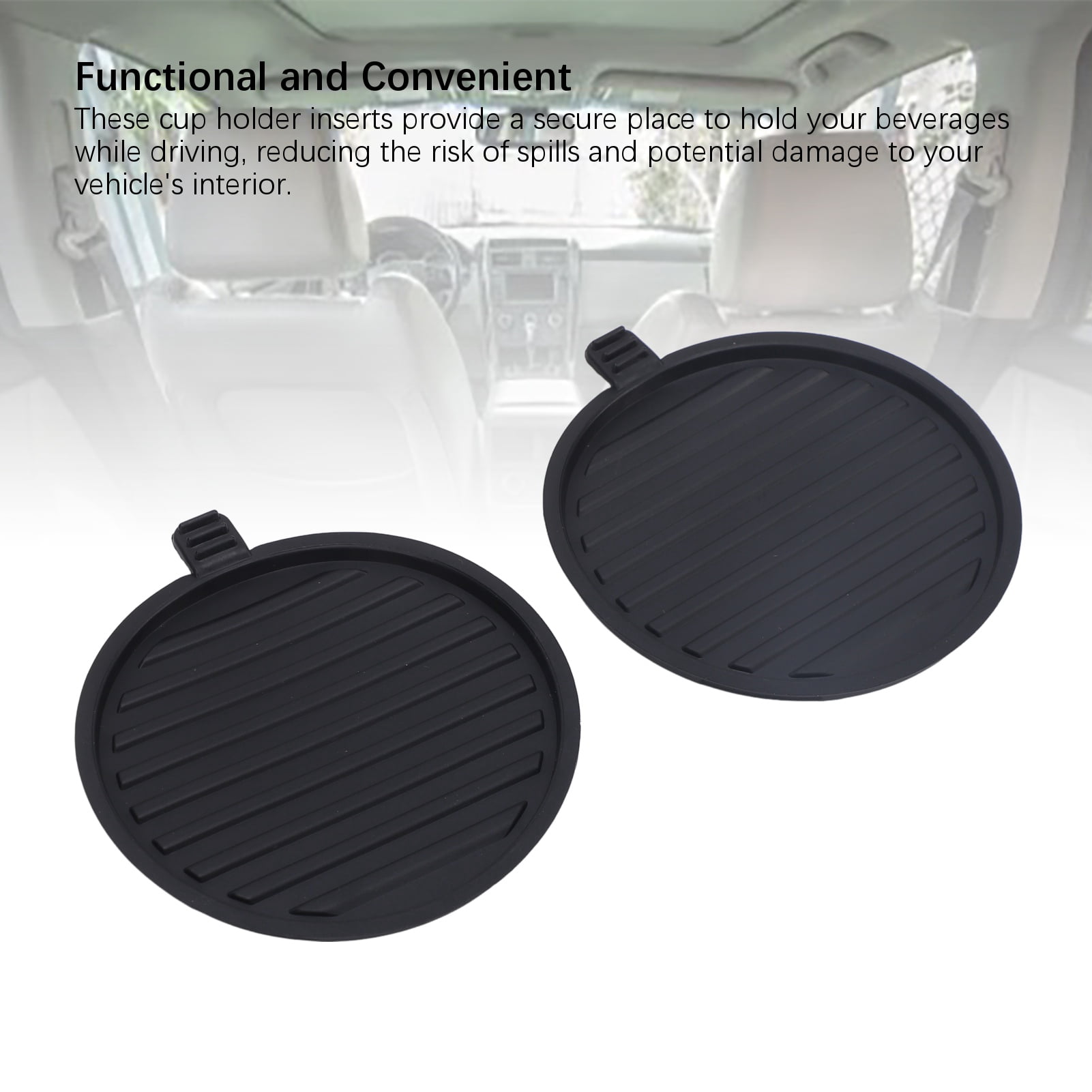 NFTIGB 2 Pcs Front Console Cup Holder Insert JL3Z 1513562 AA Replacement Cup Holder Pad for Ford F150 2017-2021 & Expedition 2018-2021, Automotive Interior Accessories (4.33 inches / 11 cm)