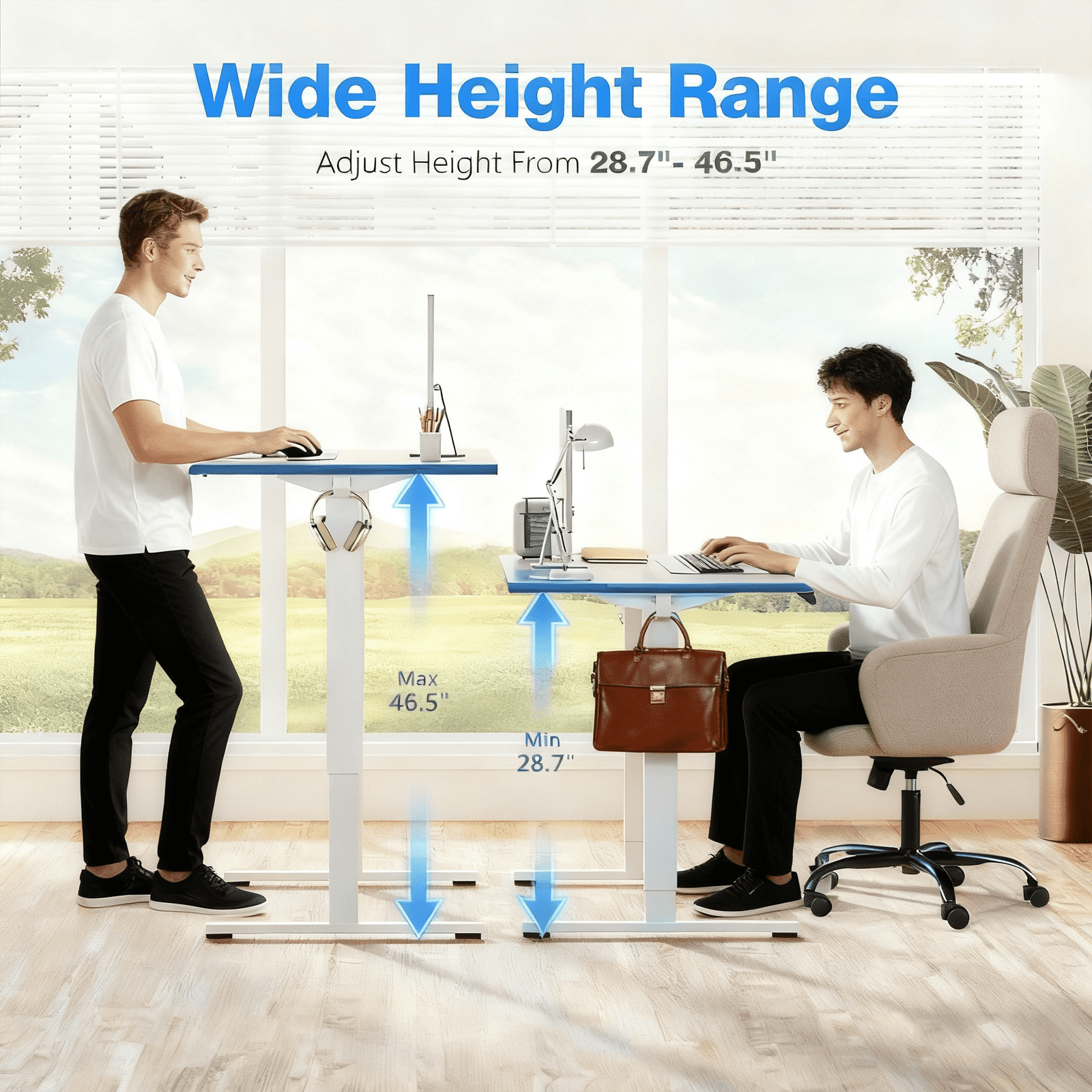 Electric Standing Desk 55x24 Inch - Height Adjustable Desk with Memory Presets, Nature