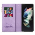 thumbnail image 5 of SaniMore for Samsung Galaxy Z Fold 5 Case with Card Slot, for Samsung Z Fold 5 [Zipper Pocket] Line Stitching Wallet Stand PU Leather Folio Flip Kickstand + Hand Strap Protective Shell, Purple, 5 of 9
